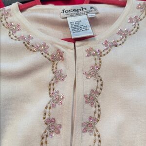 Joseph A  Sweater with Pink Sequin Detail